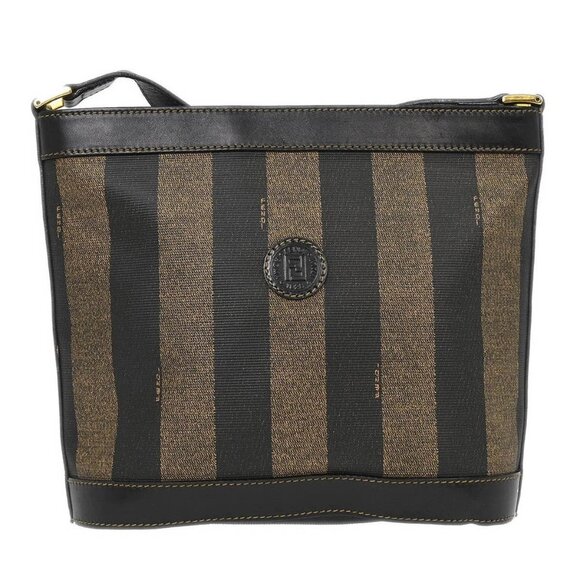 Fendi Brown Black Pequin Shoulder Bag - Picture 1 of 11